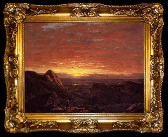 framed  Frederic Edwin Church Morning, Looking East over the Hudson Valley from the Catskill Mountains, ta009-2